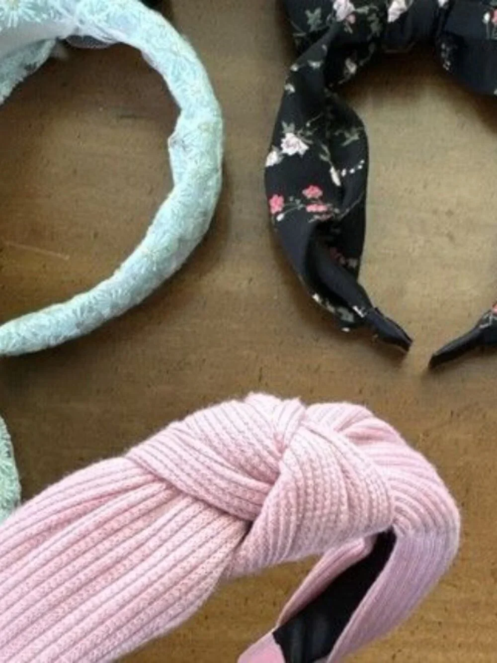 Headband Lot Pink Black Floral Lace Gingham